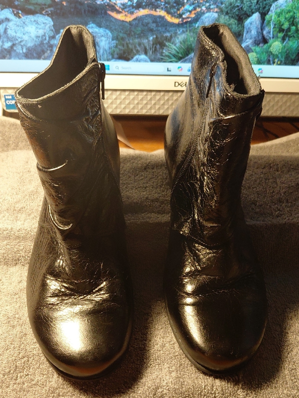 Naot Black Leather Ankle Booties with Side Zip